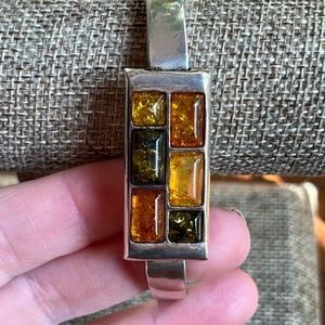 Handcrafted vintage sterling silver with Amber stones – gently loved!